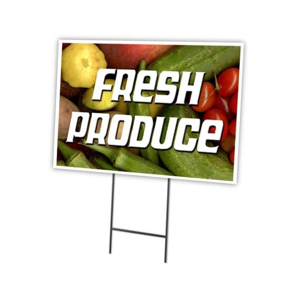 Signmission Fresh Produce Yard Sign & Stake outdoor plastic coroplast window, C-2436 Fresh Produce C-2436 Fresh Produce - main